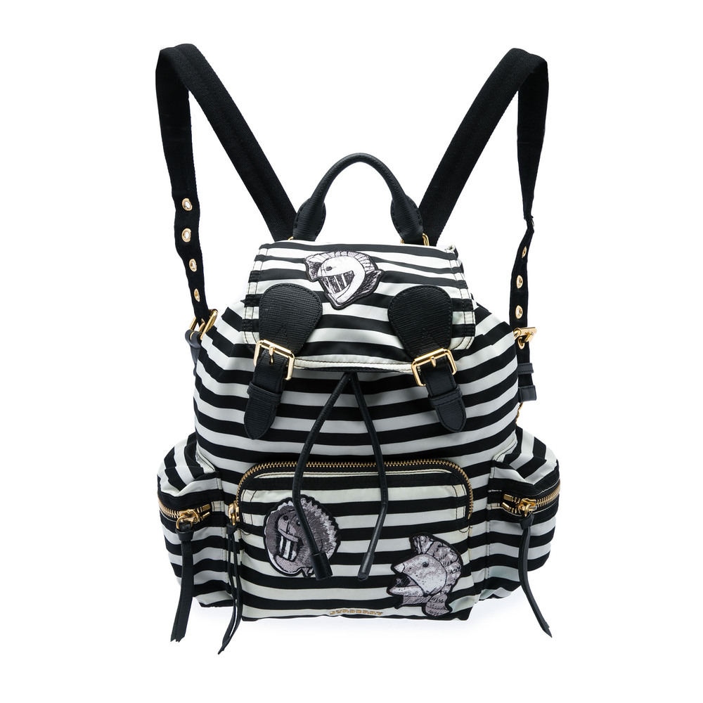 Pre-Loved Burberry Medium Striped Nylon Runway Backpack